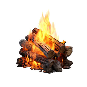 campfire isolated on a transparent background, generative ai