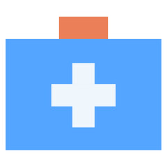 The first aid kit icon, symbolizing medical supplies for basic emergency care. The icon is commonly used to indicate the location of first aid supplies in homes, workplaces, and public spaces