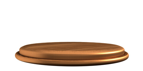3d wooden podium space on clear white background, with gloss color suitable for product stand or presentation 3d illustration