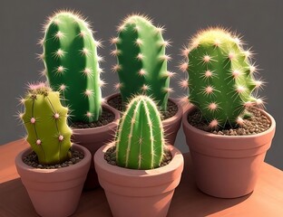 cactus in flowerpot generative AI 