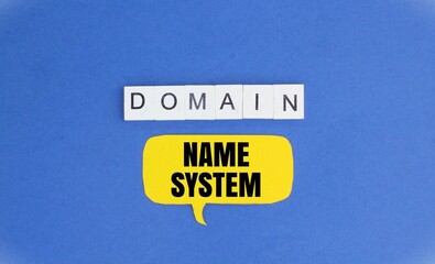 chat box and alphabet letters with the word Domain name system or DNS