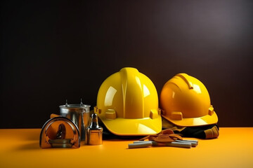 construction  work tools with photo studio style