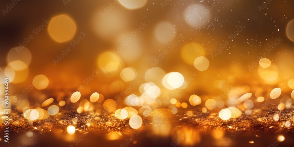 Poster a gold abstract bokeh background. generative ai image aig30.