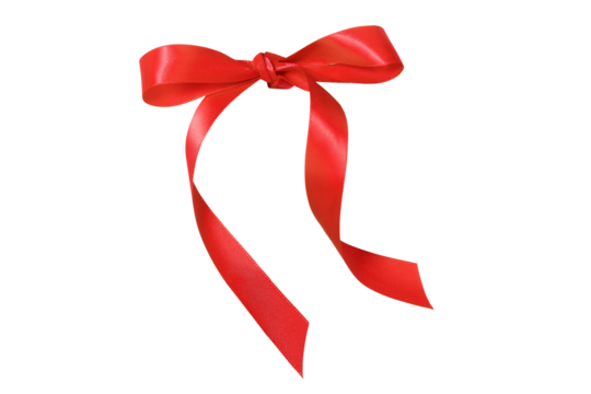 蝶結びした赤いリボン