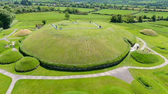 Aerial view of Knowth, the largest, most remarkable ancient monument in Ireland