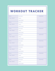 Workout tracker planner. 