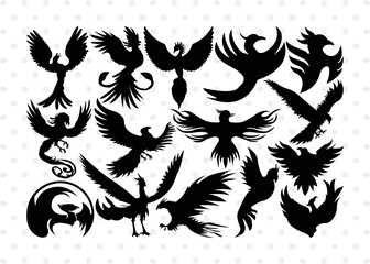 Phoenix Silhouette, Phoenix SVG, Phoenix Bird Svg, Firebird Svg, Tribal Phoenix Svg, Phoenix Bundle, SB00302
