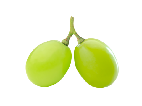 Two fresh Shine Muscat grape, isolated on transparent background, PNG file.