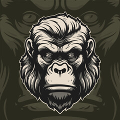 Monkey Gorilla head logo mascot, for tshirt, cover, esport, badge, emblem