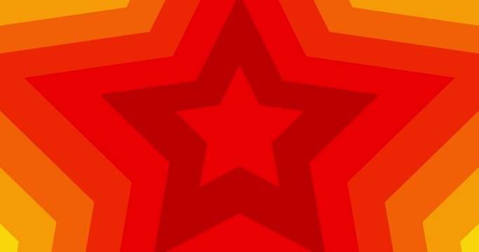 Abstract Multicolored star Animation. Animated endlessly changing red, yellow colored Background. 4k HD Format Motion Graphics. Seamless modern minimal style loop. Bright color waves footage.