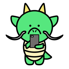 スマートフォンを操作する辰　イラスト