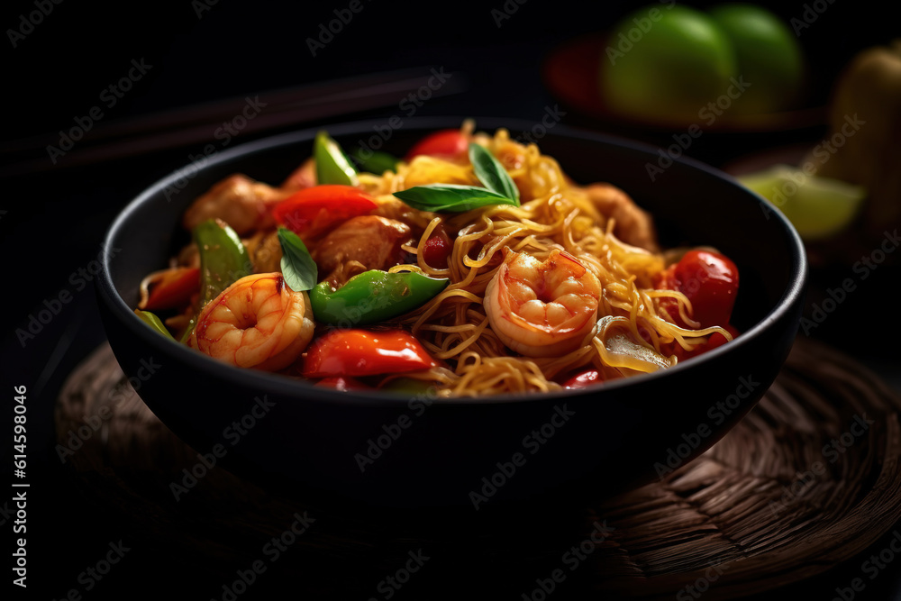 Wall mural stir fried singapore noodles