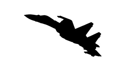 Silhouette of military aircraft, jet fighter, war plane isolated on white background