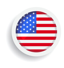 Round Shiny American Flag Icon Vector Illustration