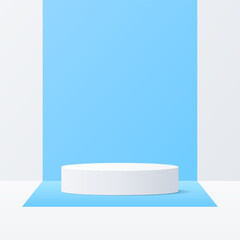 3d background products display podium. background vector 3d rendering with podium. stand to show cosmetic product on podium 3d. Stage showcase on pedestal display white background studio