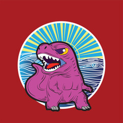 dinosaur illustration with japanese style for kaijune event, notebook, logo