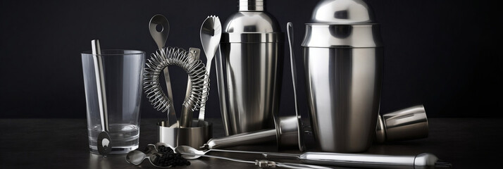 Cocktail tools in a isolated background, Generative AI