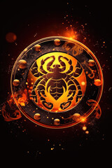Zodiac sign of Scorpio, fantasy scorpion with magic light in space,