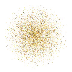 Golden confetti pale. Glowing dotted glitter background. Simple gold dots round heap. Sparkling halftone texture. Christmas decoration  for invitation, banner. Vector