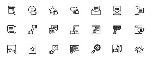 set icon line feedback and rating, rank, vector illustration