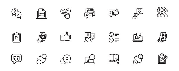 set icon line feedback and rating, rank, vector illustration