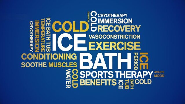 ice bath animated tag word cloud;text design animation kinetic typography seamless loop.