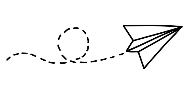 Doodle sketch style of paper plane icon vector illustration for concept design.