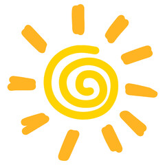 Doodle sketch style of sun cartoon hand drawn illustration for concept design.