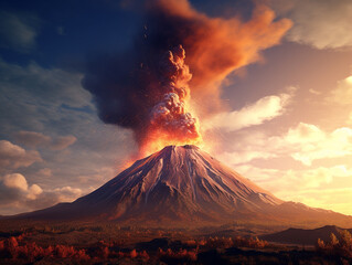 A Big Volcano Eruption AI Photography