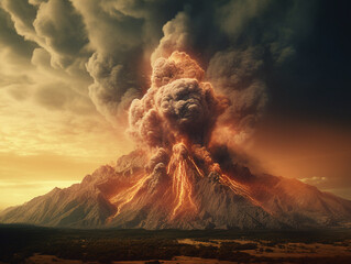 A Big Volcano Eruption AI Photography