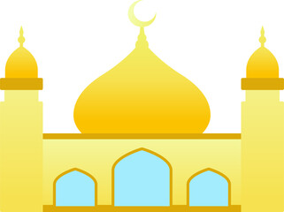 Mosque vector illustration. Shiny mosque icon for sign and symbol of muslim worship place. Mosque gradient icon of islam religion and muslim faith. Place of muslim to pray