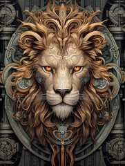 Vintage Classic Lion Illustration AI Generated