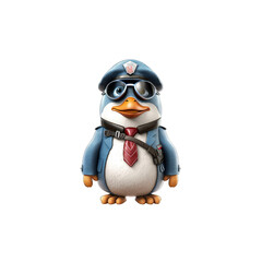 Fototapeta premium Pilot Penguin is a dapper penguin wearing a pilot uniform.