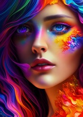 Fototapeta premium portrait of a woman with colorful makeup