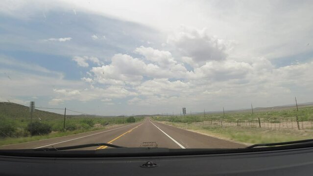 Timelapse view of driving on the highway in West Texas, Big Bend Region, Hyperlapse