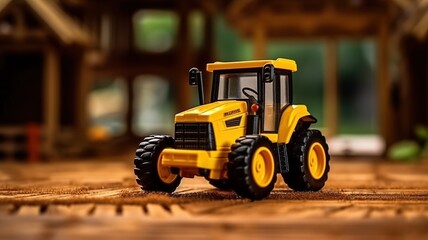 Heavy duty construction Tractor toy on wooden table