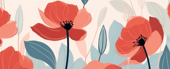 some red flowers on beige background