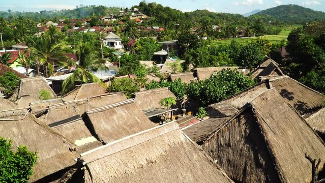 Traditional huts with thatched roof in Sade village, Lombok Indonesia