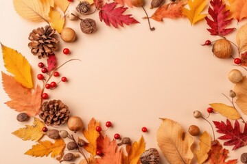 Fototapeta premium Autumn leaves border for design.
