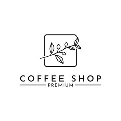 coffee bean with leaf plant logo design template