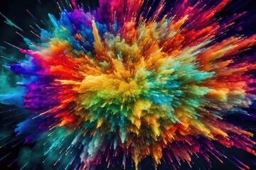 Abstract colorful powder explodes background.