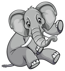 Cute Elephant In Cartoon Style