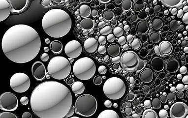 Abstract background with black and white bubbles.