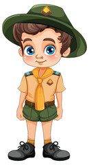 Boy scout in uniform cartoon character
