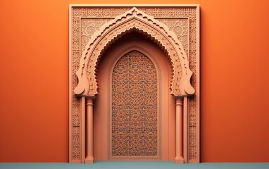 Arabic, Islamic style wall design with arch and Arabic pattern.  - obrazy, fototapety, plakaty