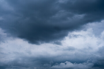 rainy season weather Overcast sky with rain clouds and storm. Strong gust of wind. Weather and environment concept.