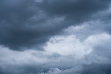 rainy season weather Overcast sky with rain clouds and storm. Strong gust of wind. Weather and environment concept.