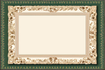 green, ivory, white and gold frame border