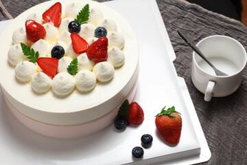 dessert with strawberries and cream