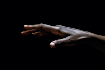 graceful hand on a black background .feelings shown by hands. copyspace. Generative AI